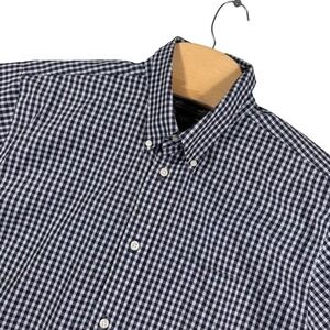 Eddie Bauer Mens Shirt Black Gingham‎ Plaid Wrinkle Resistant L *Flaw
